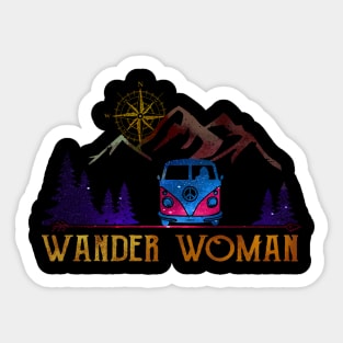 Hippie Camping Wander Woman Sticker